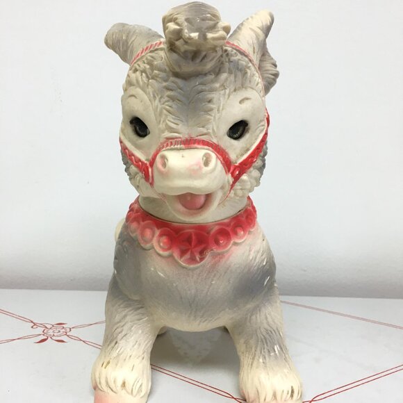 Vintage 1968 Rubber "Donkey" Squeaky Toy by J.L. Prescott - Sleep Eyes - Picture 5 of 7